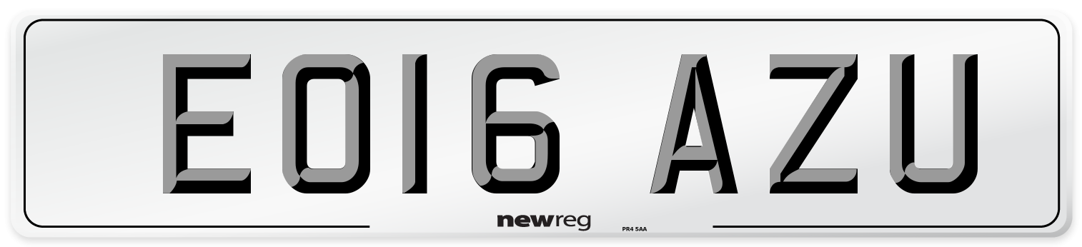 EO16 AZU Number Plate from New Reg